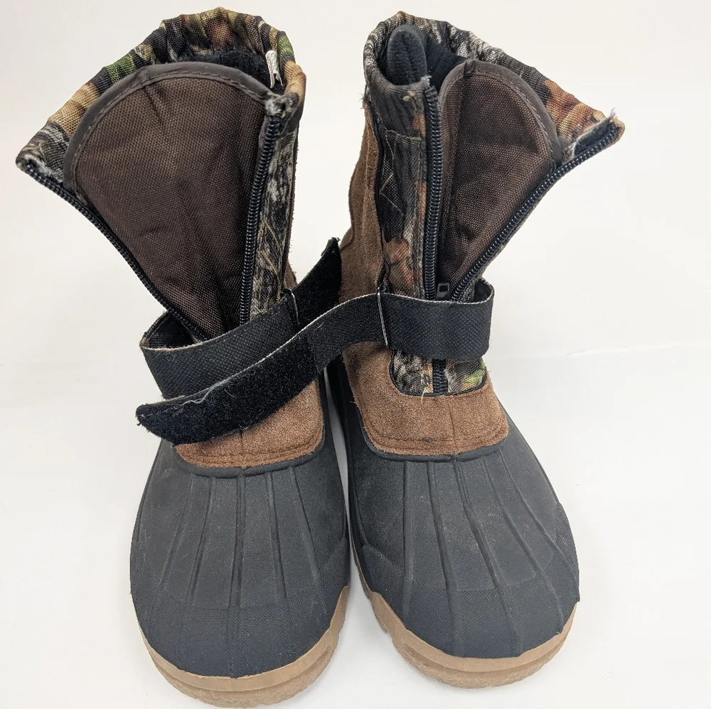 Ozark Trail Leather Snow/Rain Camo Hunting Boots Men's Size 6 Women's Size 8